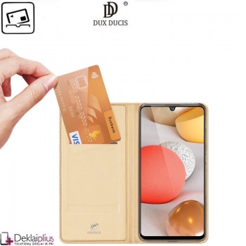 Dux Ducis dirbtinės odos atverčiamas dėklas - auksinės spalvos (Samsung A42)